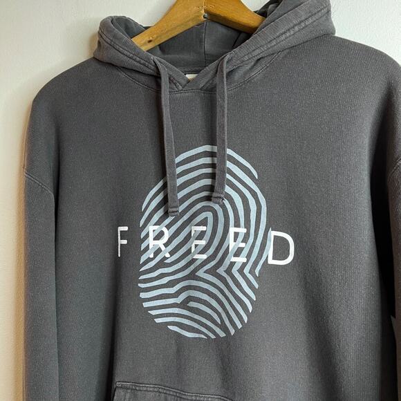 Hanes ComfortWash Womens Hoodie Sweatshirt Size M Gray Freed Fingerprint Graphic - Picture 3 of 6